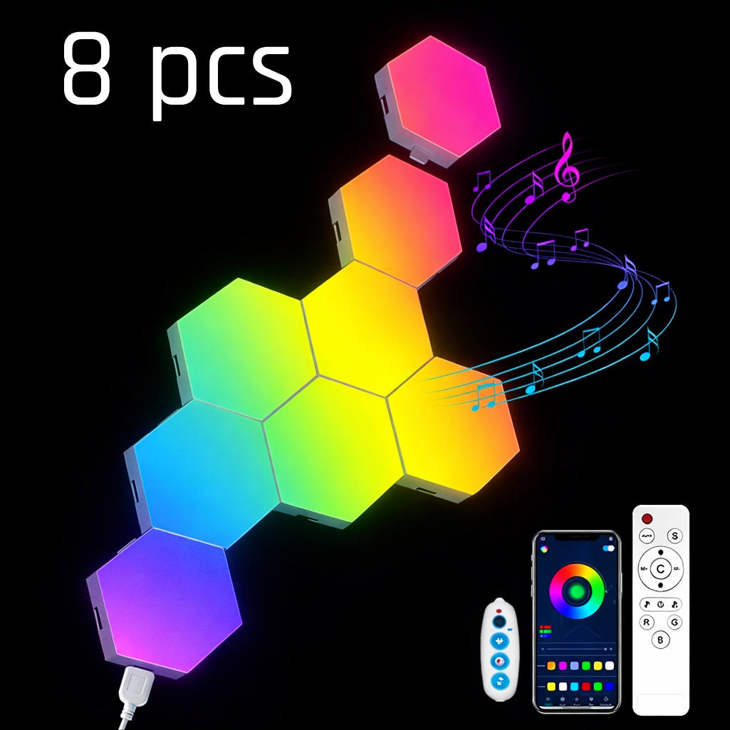 RGB LED Hexagon Wall Light – Bluetooth App-Controlled Gaming Room Ambient Lighting