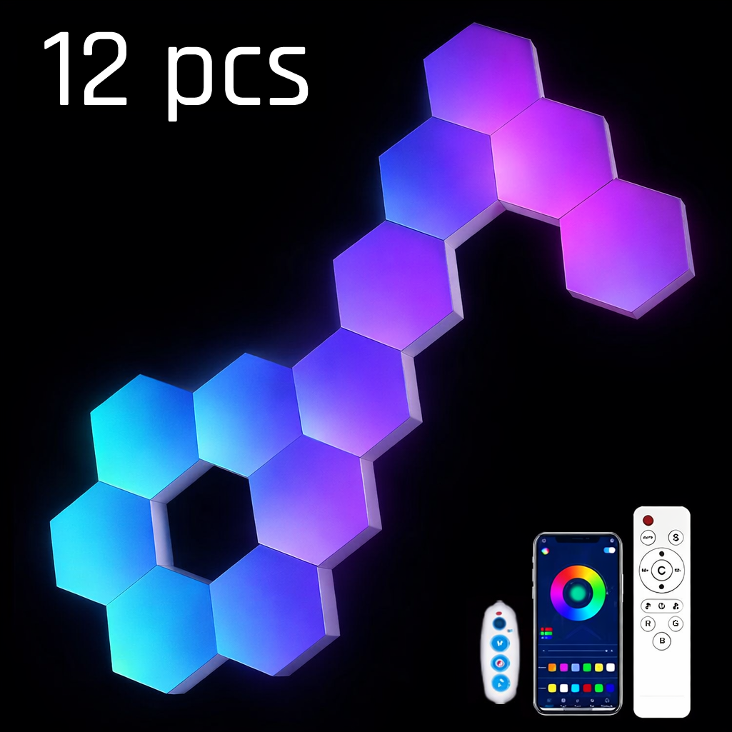 RGB LED Hexagon Wall Light – Bluetooth App-Controlled Gaming Room Ambient Lighting