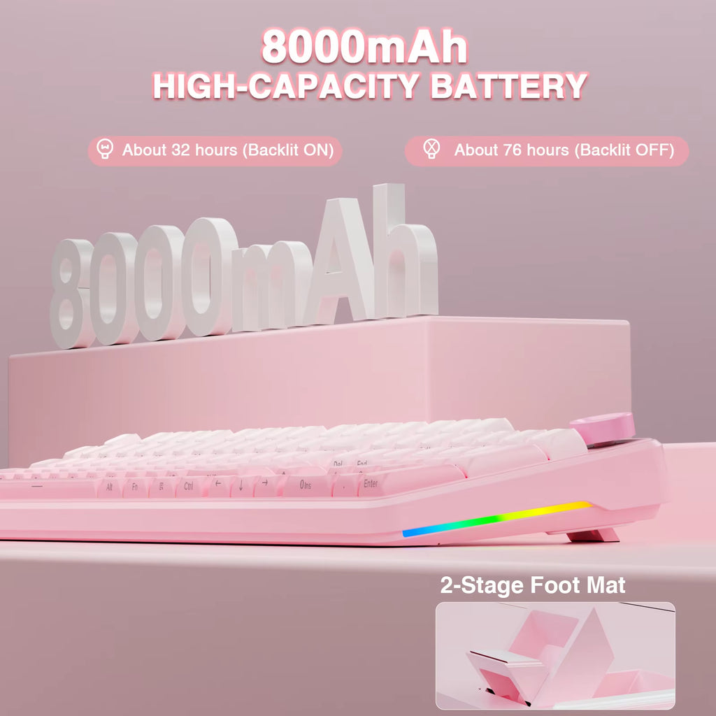 F108 Pro Wireless Bluetooth Keyboard Macro Gaming Keyboard Gasket Hot-Swap Full Size Keyboard with TFT Smart Display