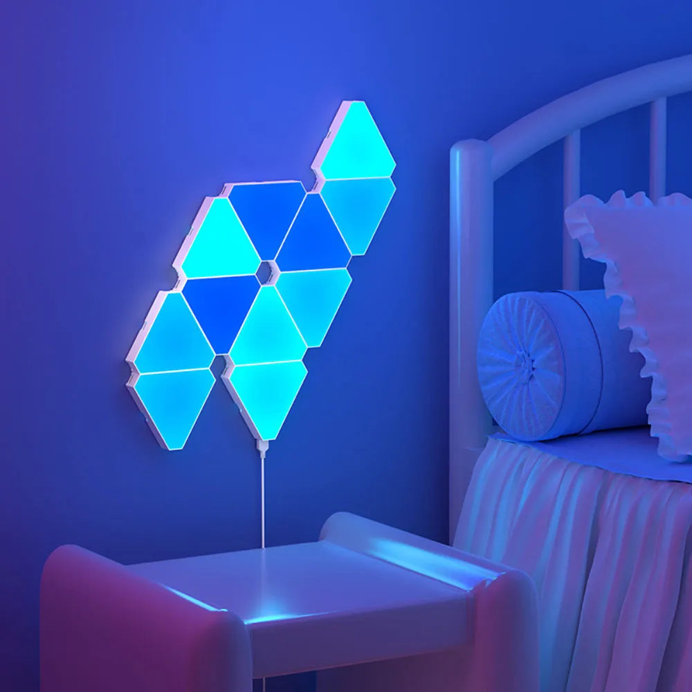 RGB LED Triangular Wall Lamp – Smart Gaming & Ambient Decoration Light, WiFi & Bluetooth, USB 5V