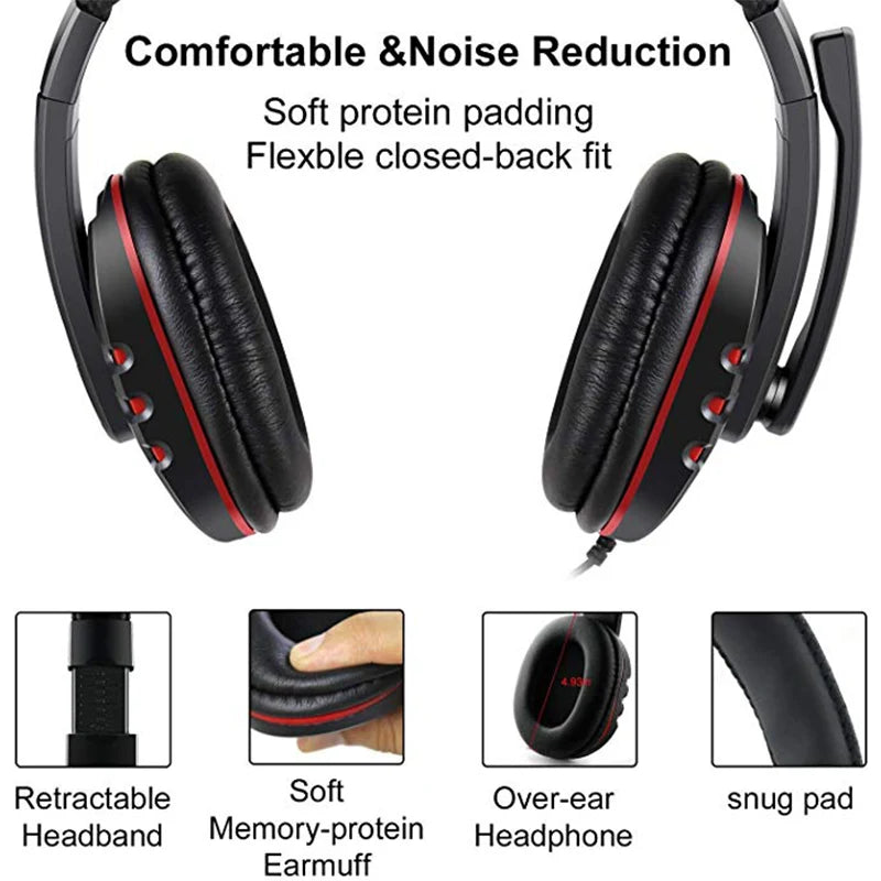 Gaming Headset 3.5Mm Wired Over-Head Gamer Headphone with Microphone Volume Control Gamer Earphone Headset for Xbox PS4 PC