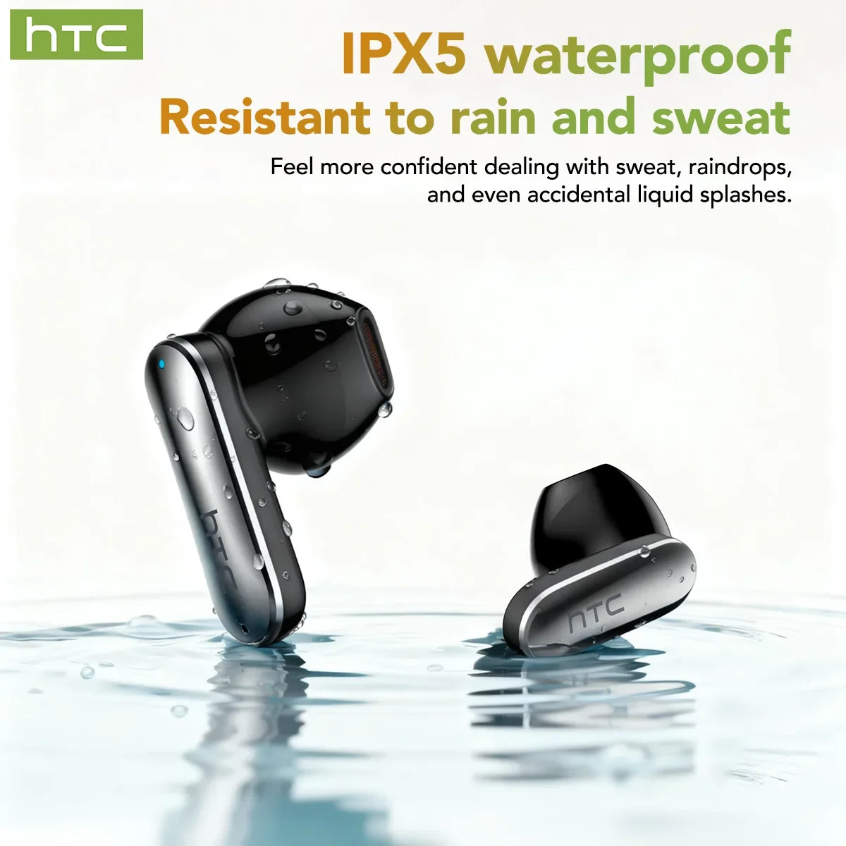 HTC NE48 Bluetooth 6.0 TWS Wireless Earbuds with Smart Touch Screen, Sports Fit & HD Audio