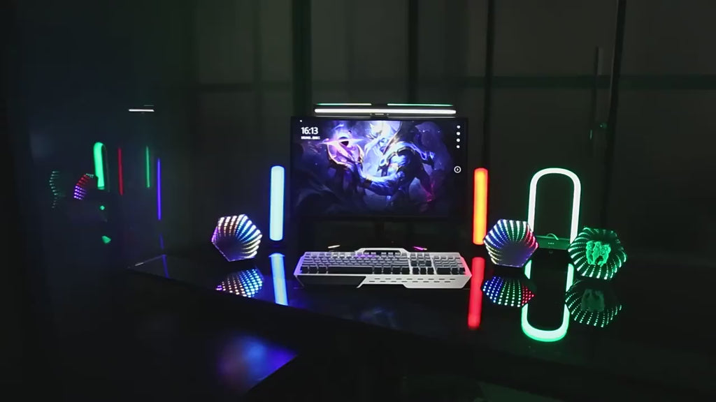 RGB 3D Hexagonal Infinity Mirror Light LED Desktop Ambient Lamp Computer Game Music Rhythm Sync Lights Room Decor